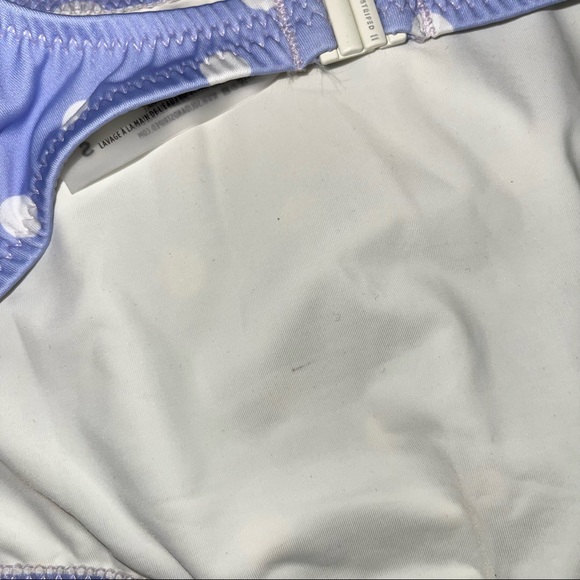 STRIP & SOLID Women’s Small Swimsuit Button Middle Front Polka Dots Lavender - Picture 4 of 9